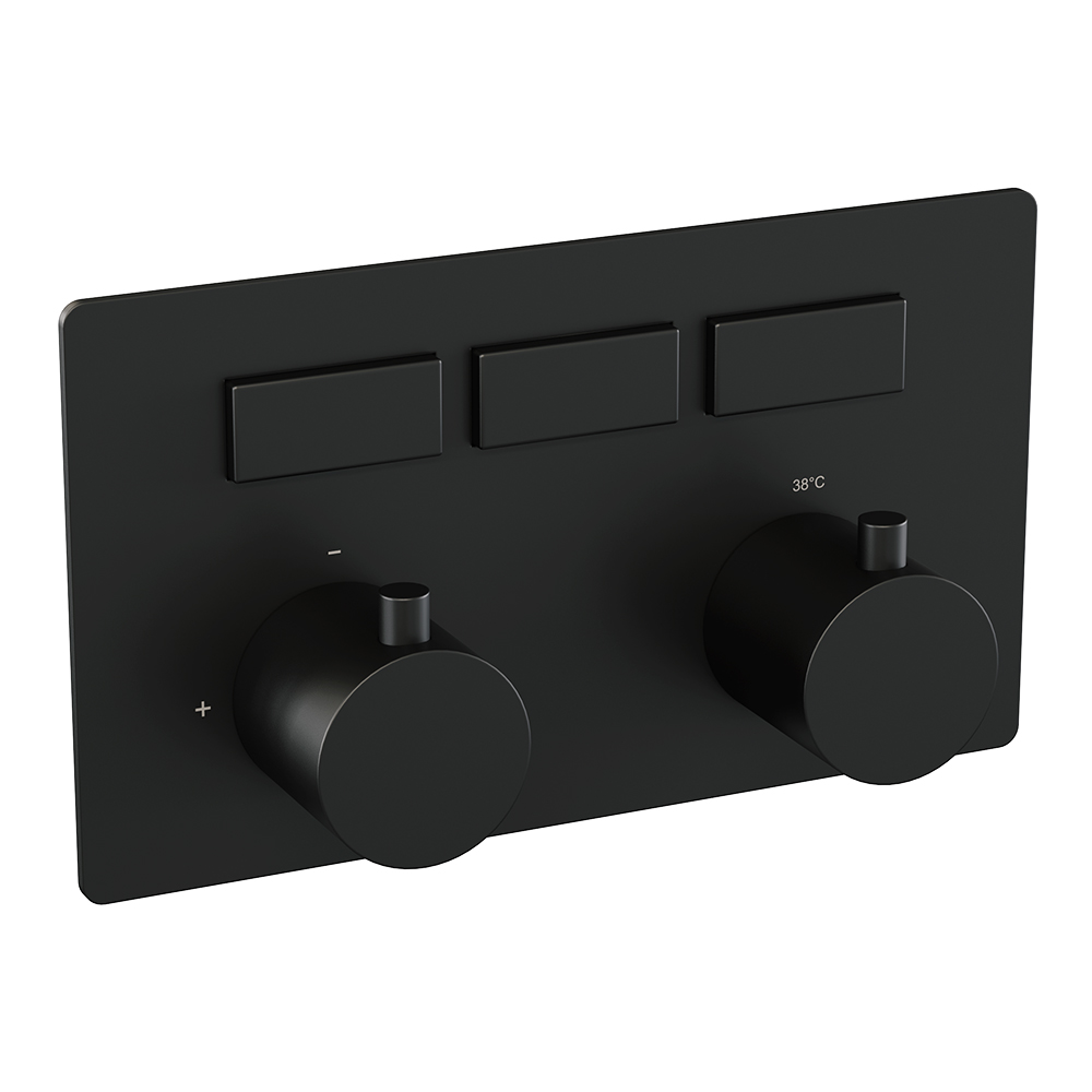 Brauer Black Edition 3-weg inbouwthermostaat met drukknoppen zwart mat