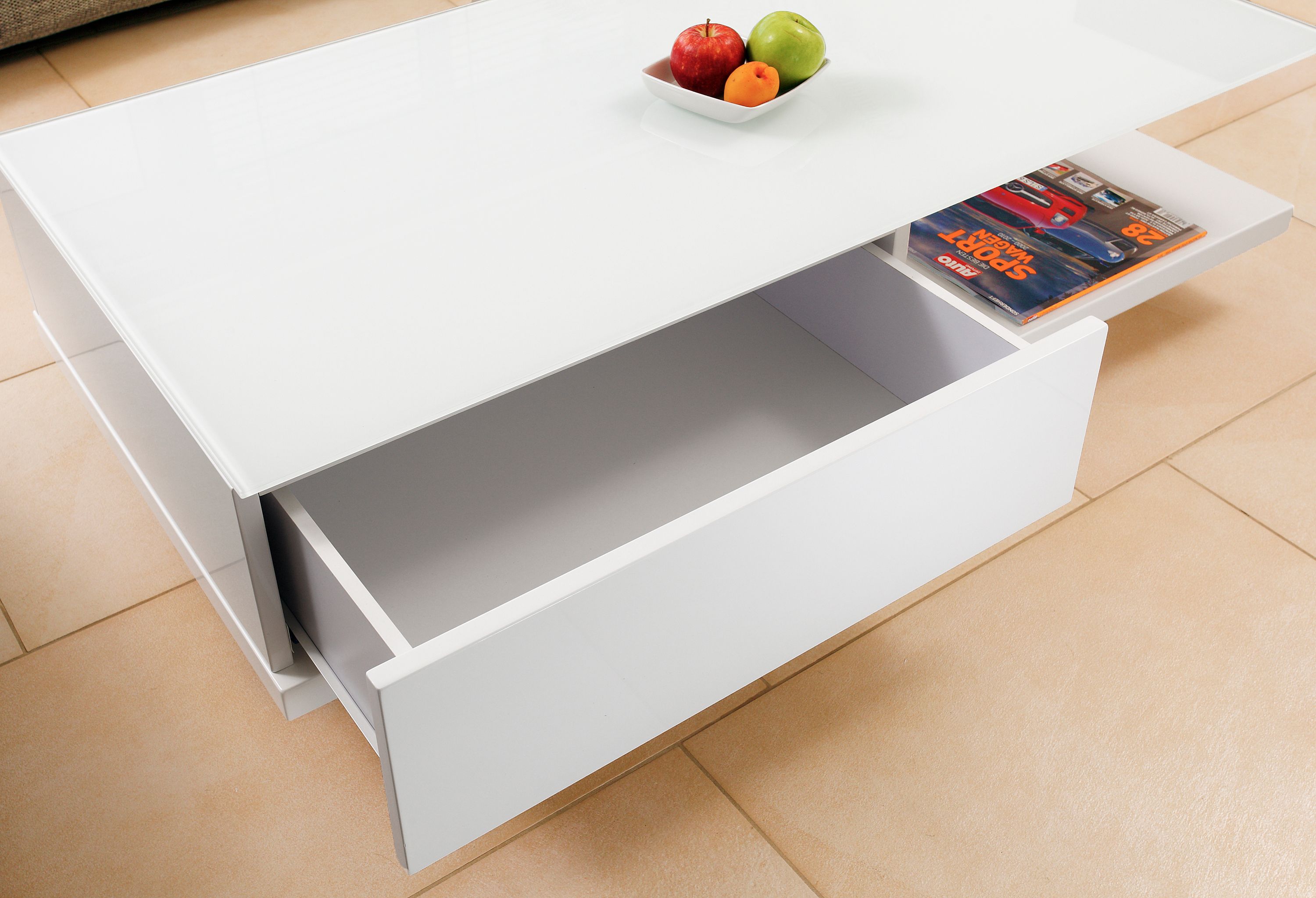 Couchtisch 60x120 weiss Glas Sofatisch Wohnzimmertisch Beistelltisch Tisch