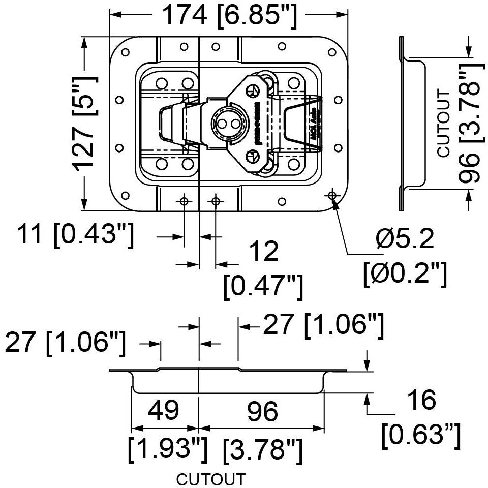 Penn Elcom L944/537MOL3 vlinderslot met verzet 16 mm