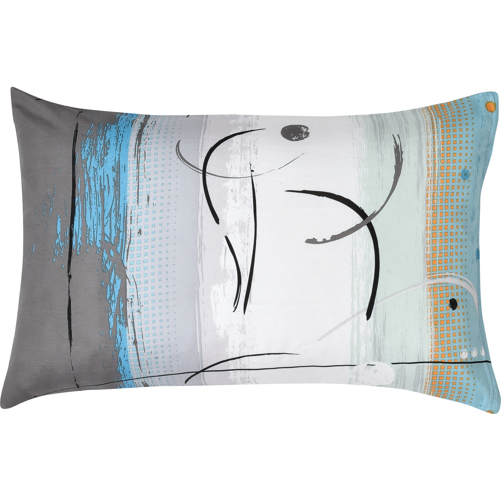 Bettwäsche Satin Muster blau 200x210 2x65x65 Bettanzug Fra