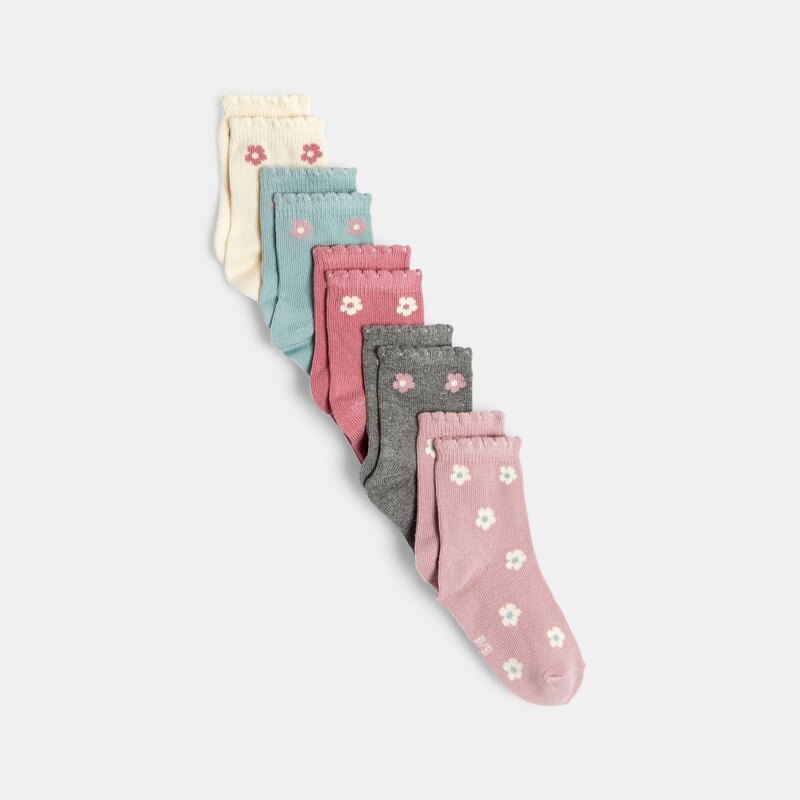 Chaussettes fleuries multicolores bébé fille (lot de 5) Mauve Violet