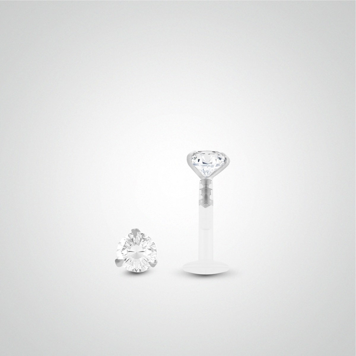 Piercing conch diamant 0,05 carats en or blanc