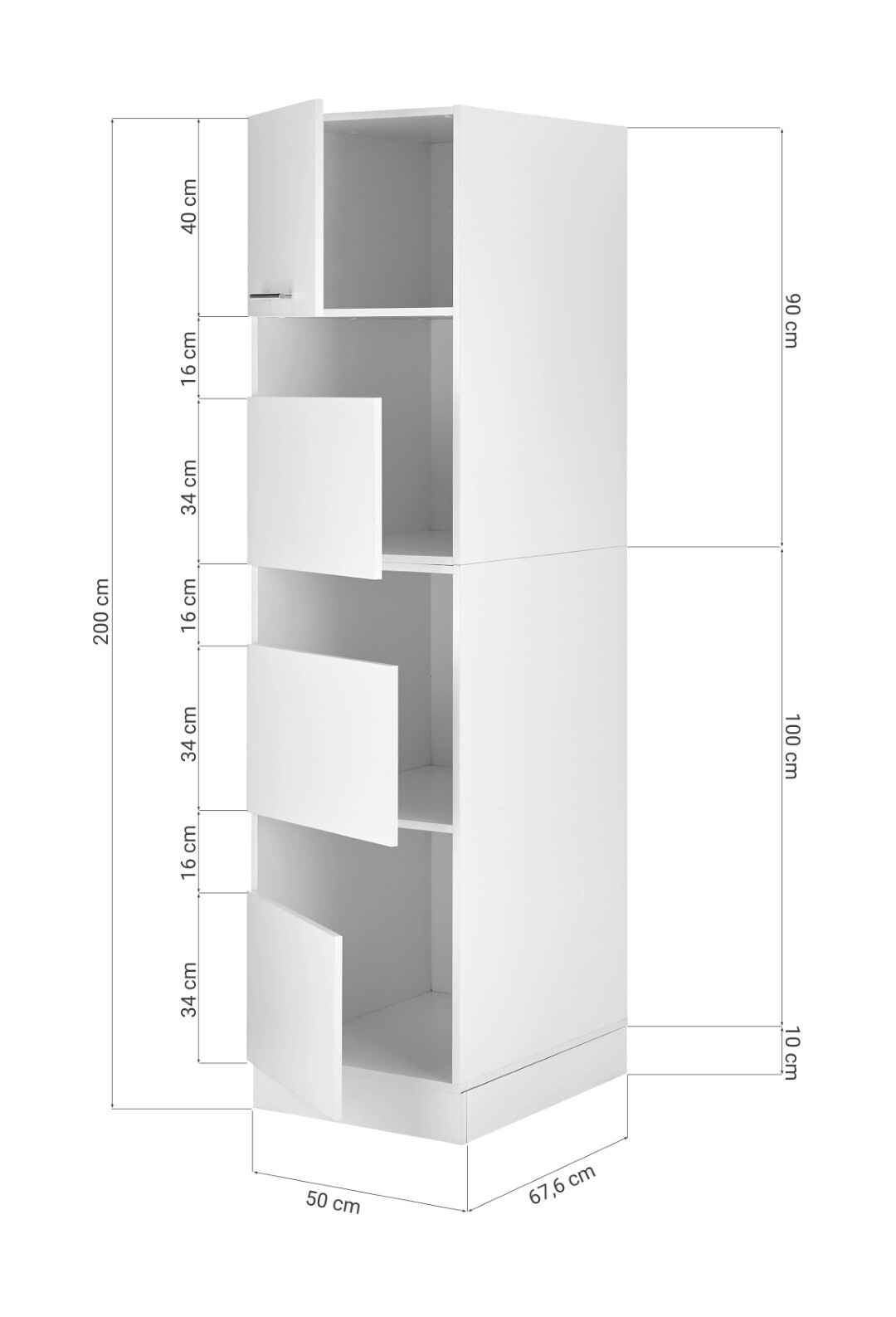 RESPEKTA Wäscheschrank CLARA - weiß matt - 50 cm