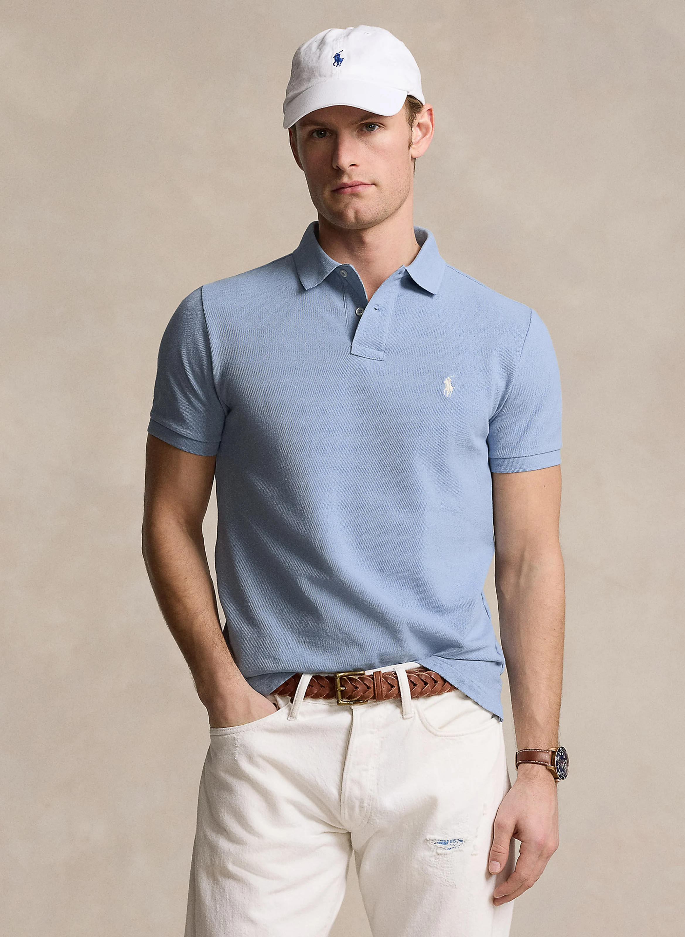 Polo slim-fit en coton | Bleu