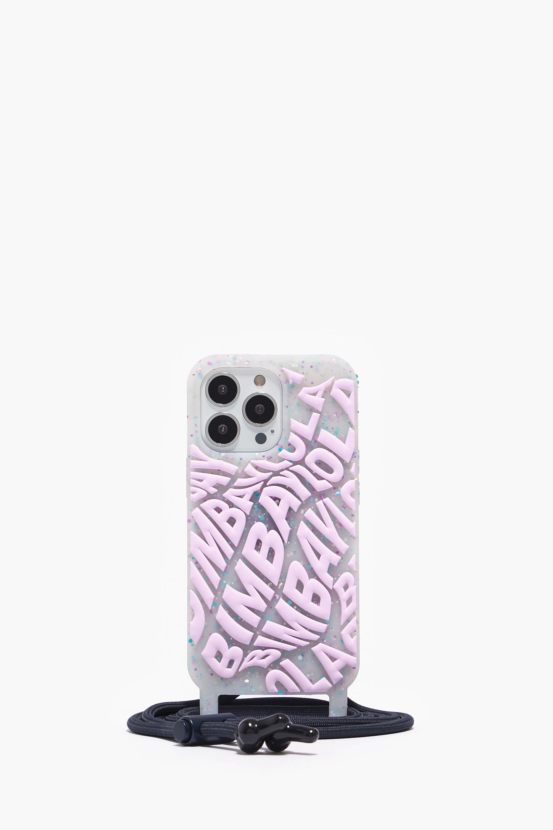 Capa transparente roxa com o logotipo da marca para iPhone 13 Pro