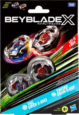 Beyblade X Tail Viper 5-80O & Sword Dran 3-60F Spinnere 2-Pack