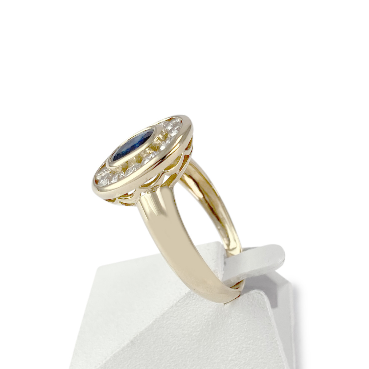 Bague d'occasion or 750 jaune diamants saphir