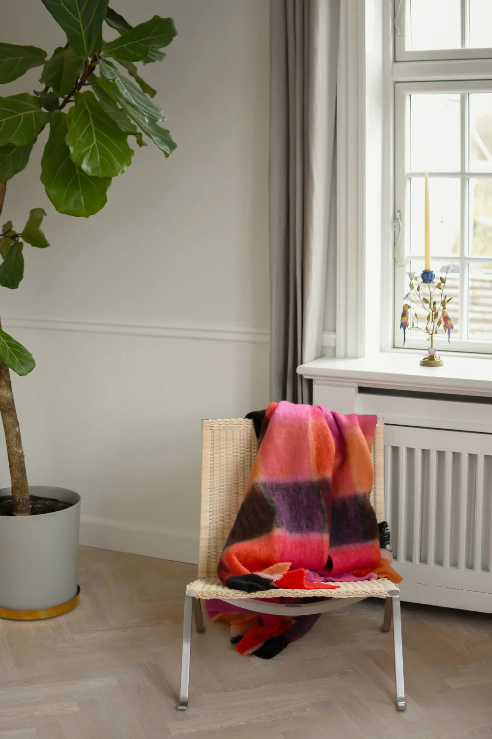 Bahne Interior  Ternet plaid, pink/lilla/orange/sort - 130x170 cm