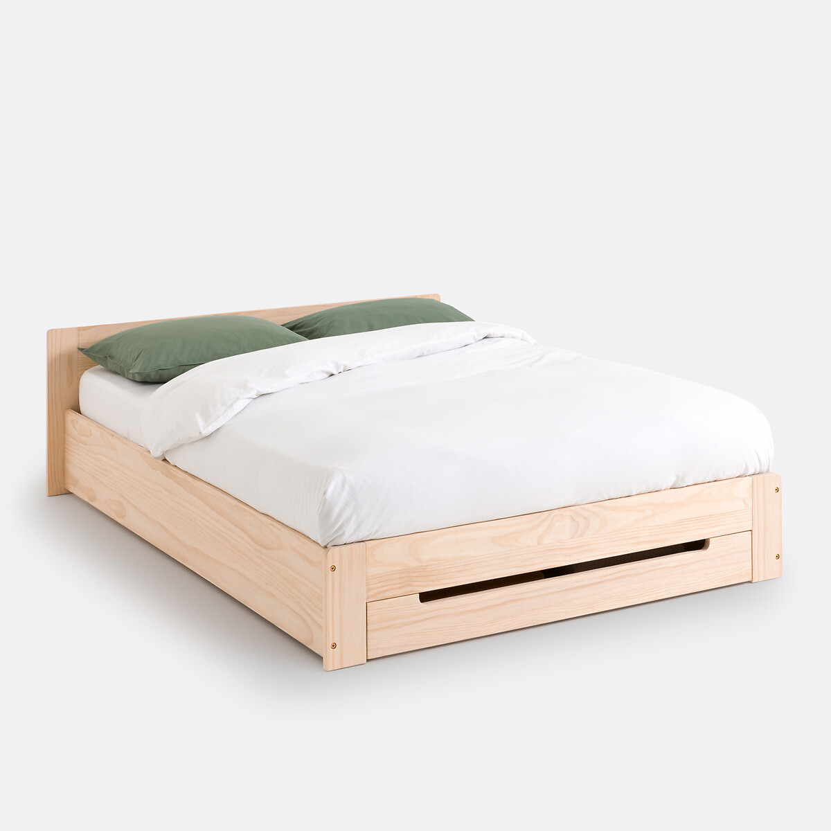 LA REDOUTE INTERIEURS<br>Cama de pinho maciço com estrado de ripas e gaveta de arrumação Crawley