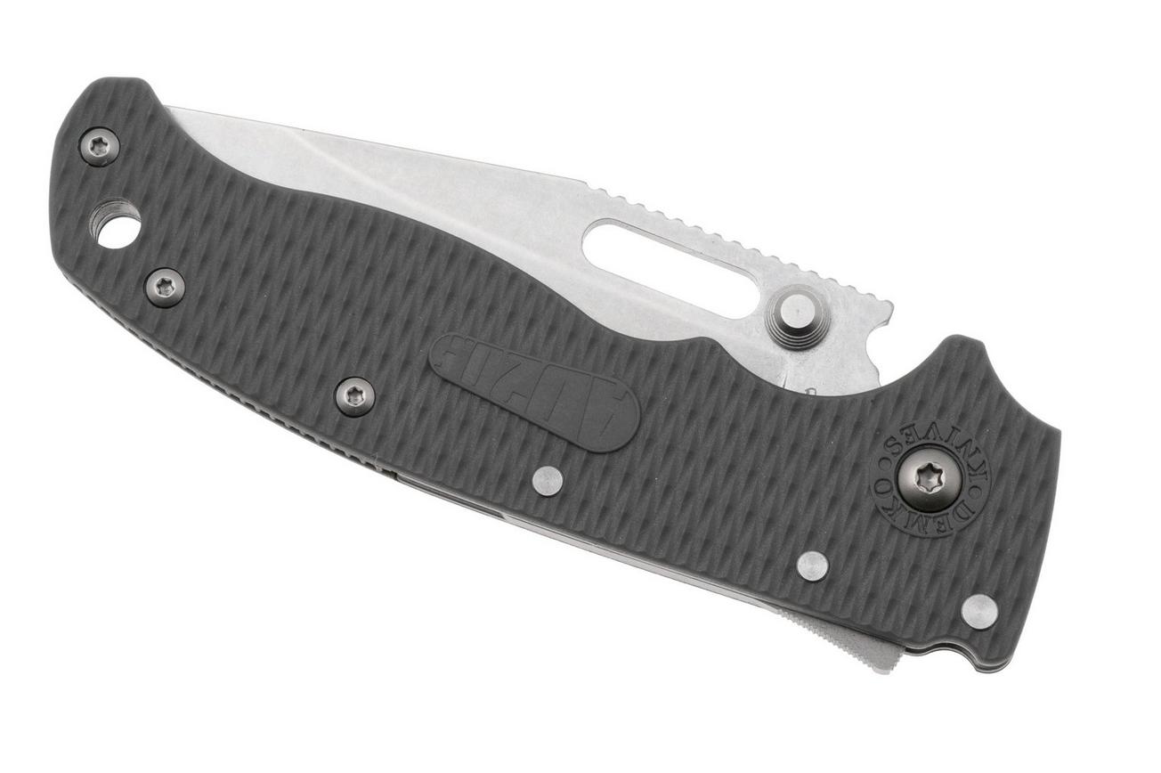 Demko AD20.5 Shark-Lock, Stonewashed AUS-10 Clip Point, 205-10A-CPGRY, Grey Grivory zakmes