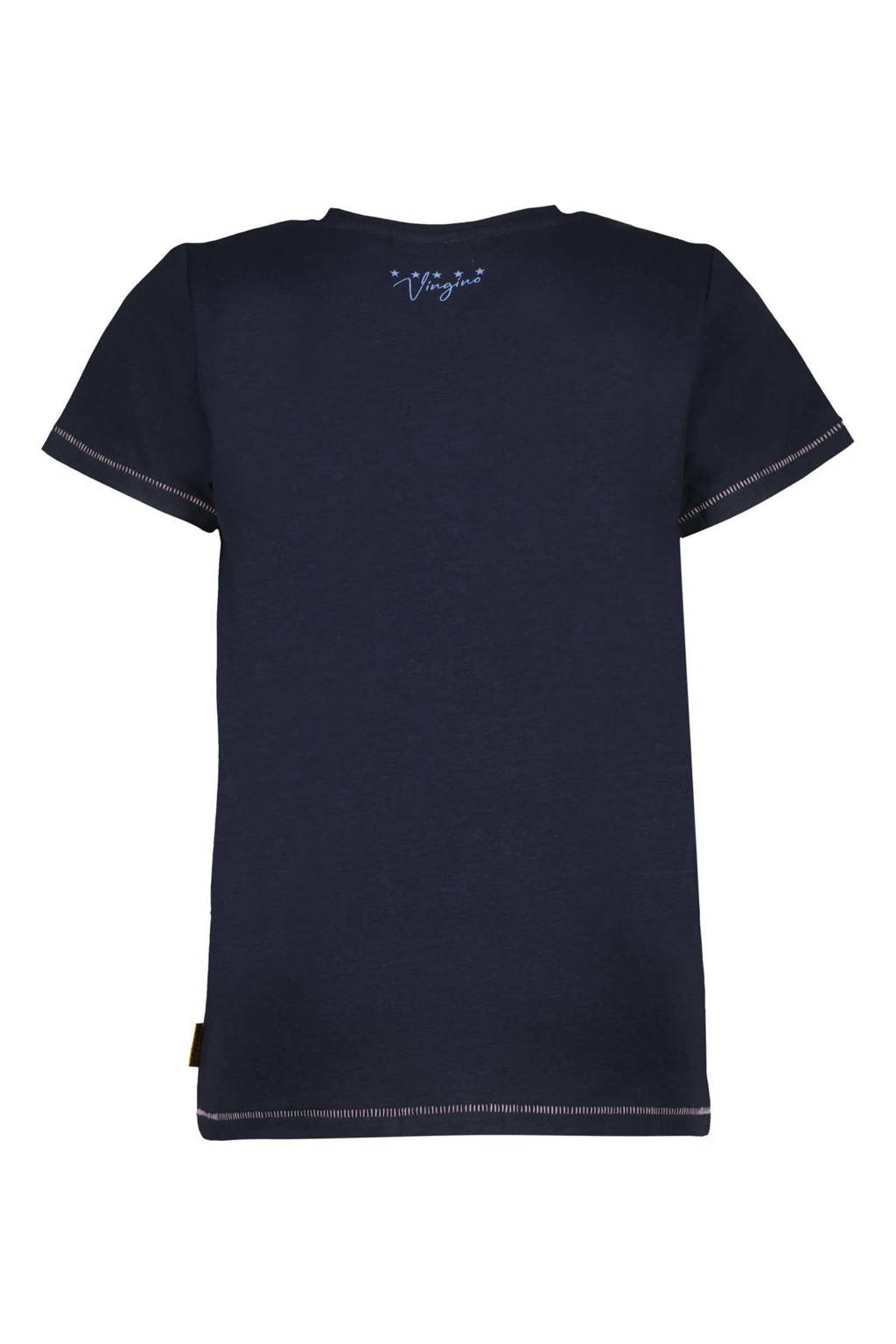 Vingino T-shirt Hetty met printopdruk donkerblauw/paars