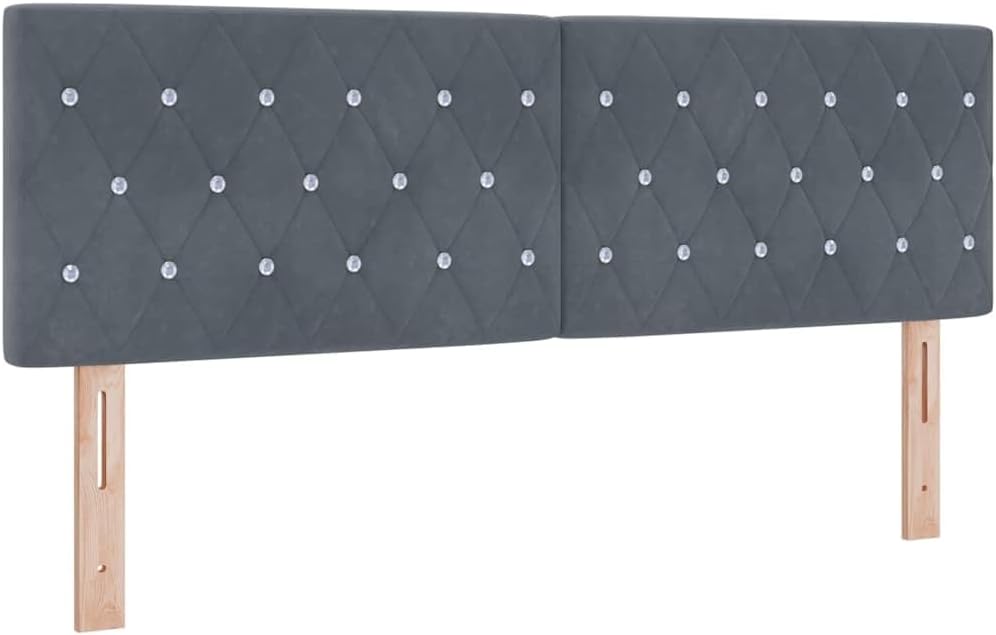 vidaXL Boxspringbett mit Matratze Dunkelgrau 140 x 200 cm Samt, Moderne Schlafzimmermöbel, stylisches Samt-Bett, strapazierfähige Schaum-Matratze, anpassbar für erholsamen Schlaf