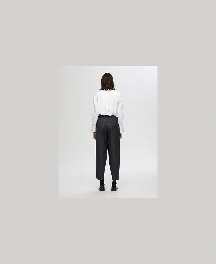 Selected Femme SLFLUAH HW BARREL WOOL PANT Grå