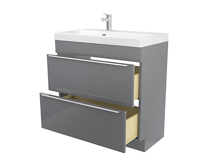 Meuble sous vasque à poser GoodHome Imandra gris 80 cm + plan vasque Mila