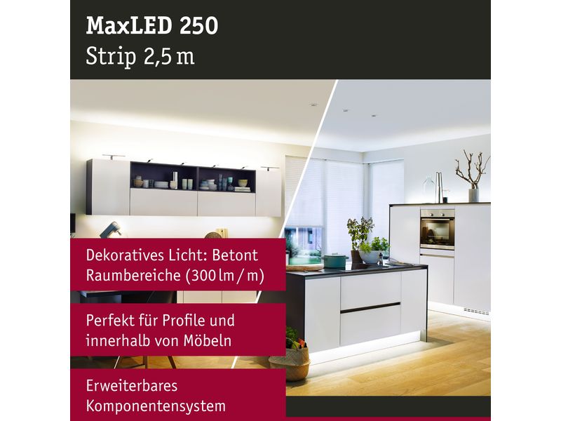 Paulmann LED-Stripe MaxLED 250 Tunable White, 2.5 m Verläng Unbeschichteter LED-Streifen mit variabler Farbtemperatur, kürzbar