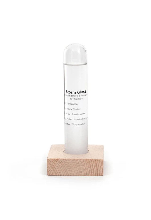 Storm Glass Tube With Beechwood Base, Kikkerland