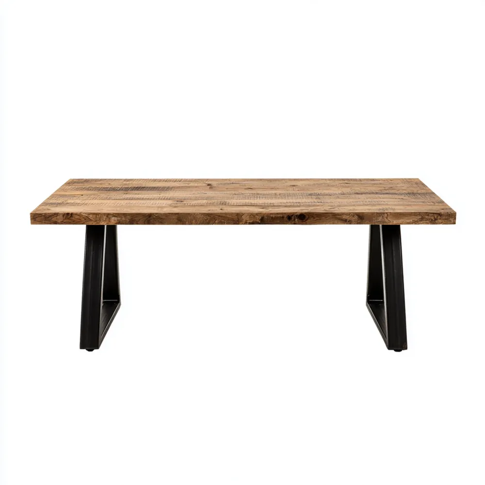 Esstisch Massivholz 180x90x75 cm - Natur/Schwarz - Industrieller Stil