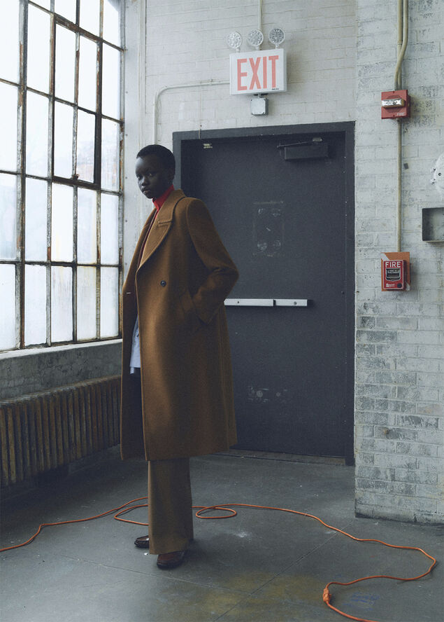 MANGO Structured wool coat Dark yellow