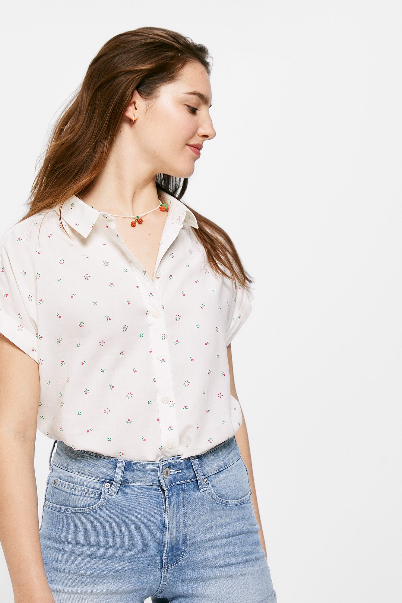 Blusa de algodão estampada