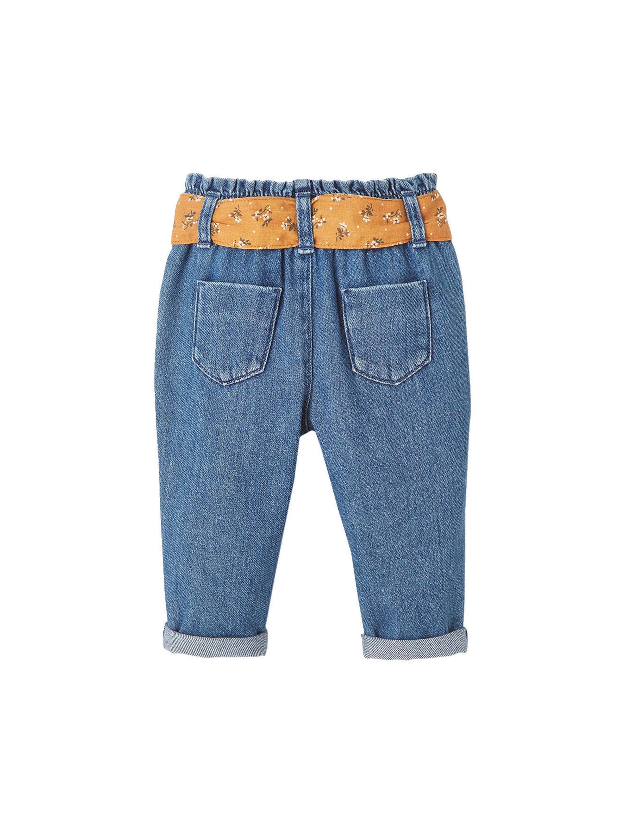 Vertbaudet Mädchen Baby Jeans mit Stoffgürtel blue stone