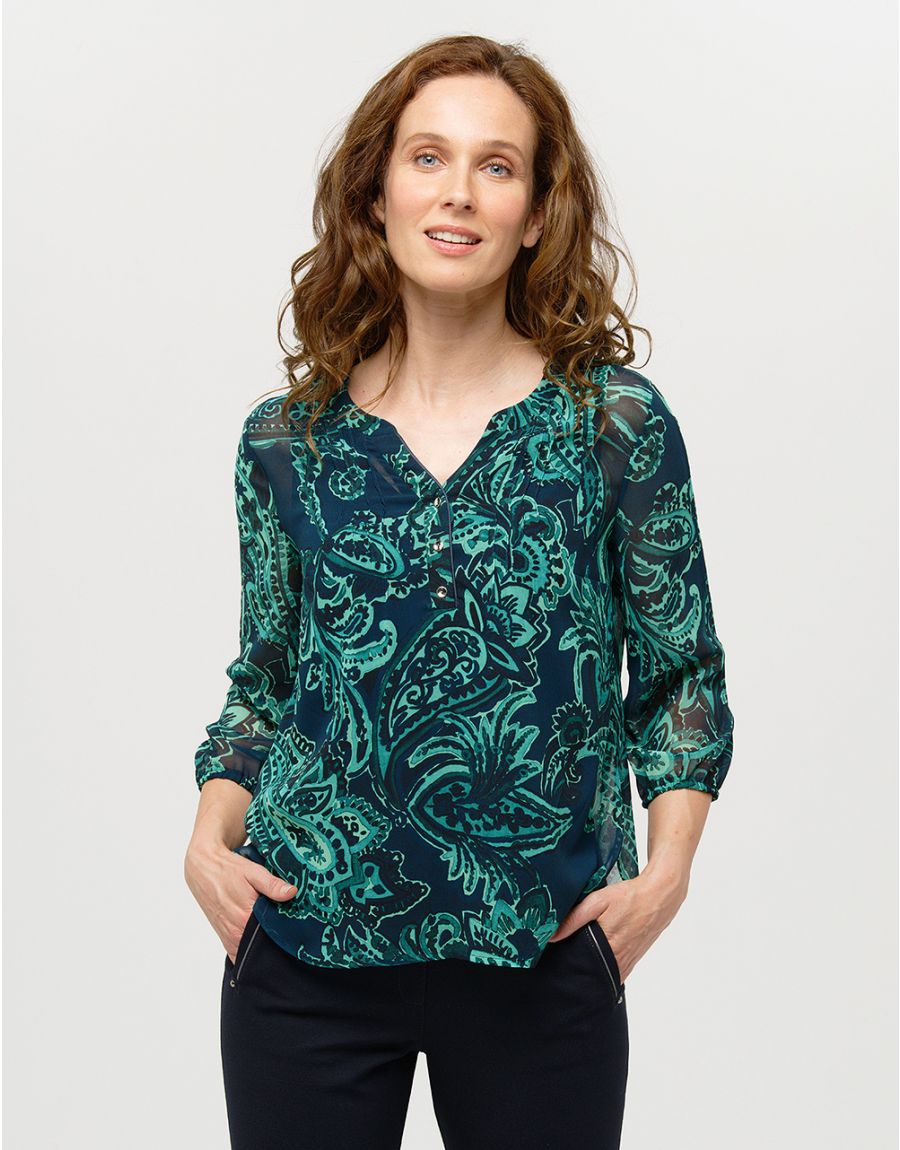 Blouse verte imprimée