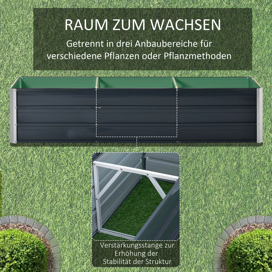 Outsunny Gartenbeet inclusive Gartenhandschuhen und Beetschildern grau