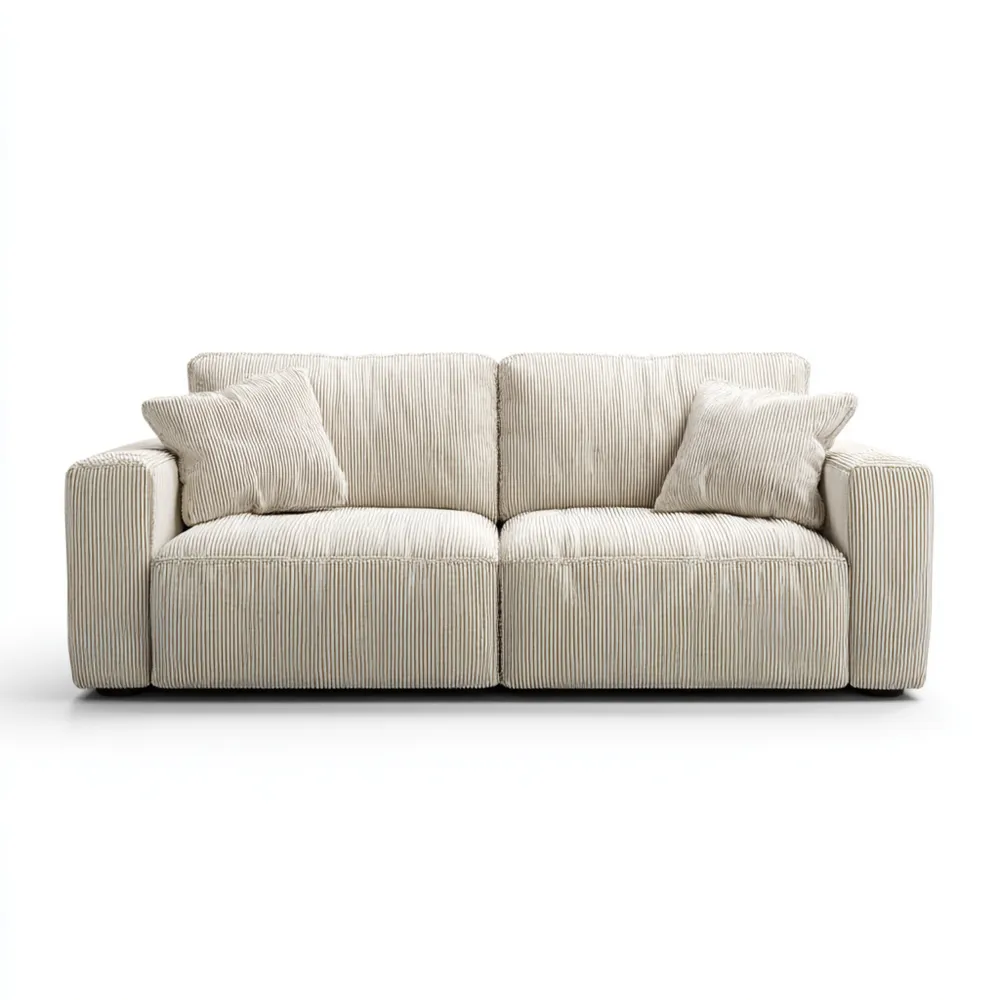 2-Sitzer-Sofa - Cordstoff 220x95x85 cm - Cremefarben - Modernes Design