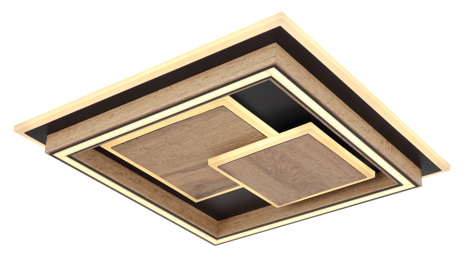 LED-Deckenleuchte - schwarz - Holzoptik - Memoryfunktion