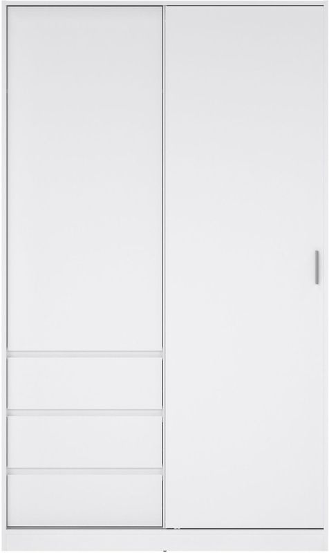 Kledingkast Luna - Hoogglans - Wit - 119x200x60 cm