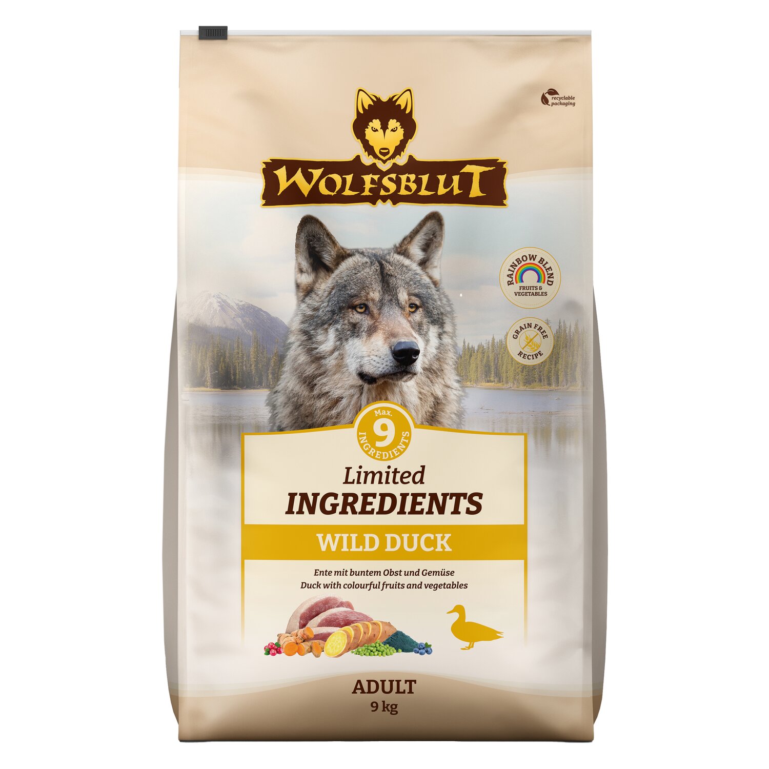 WOLFSBLUT Trockenfutter 9 Wild Duck - 9 kg - Ente