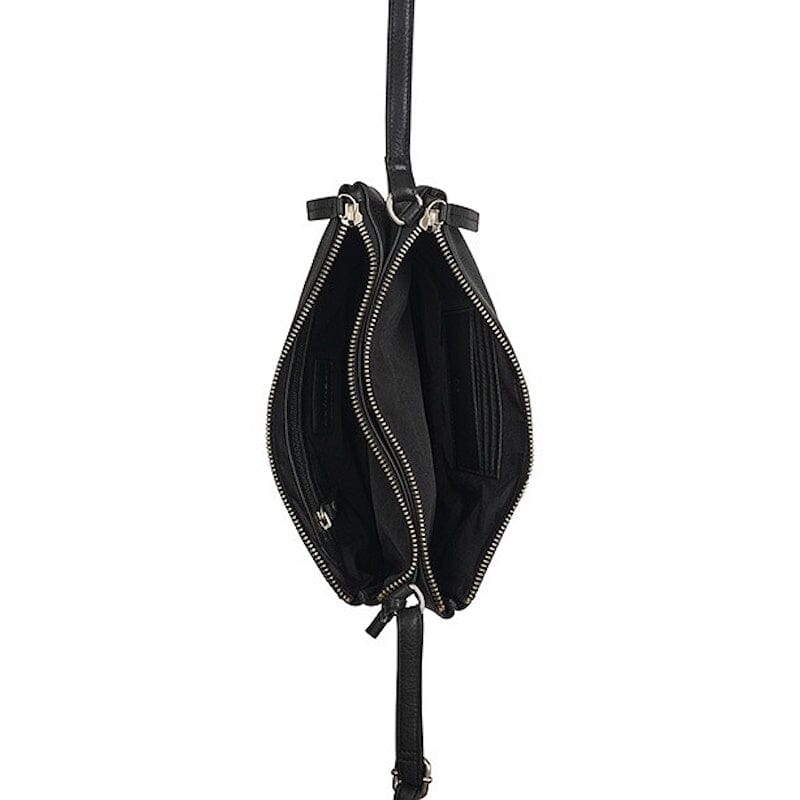 Burkely Soft Skylar Crossbody Bag Double Pocket Zip Black
