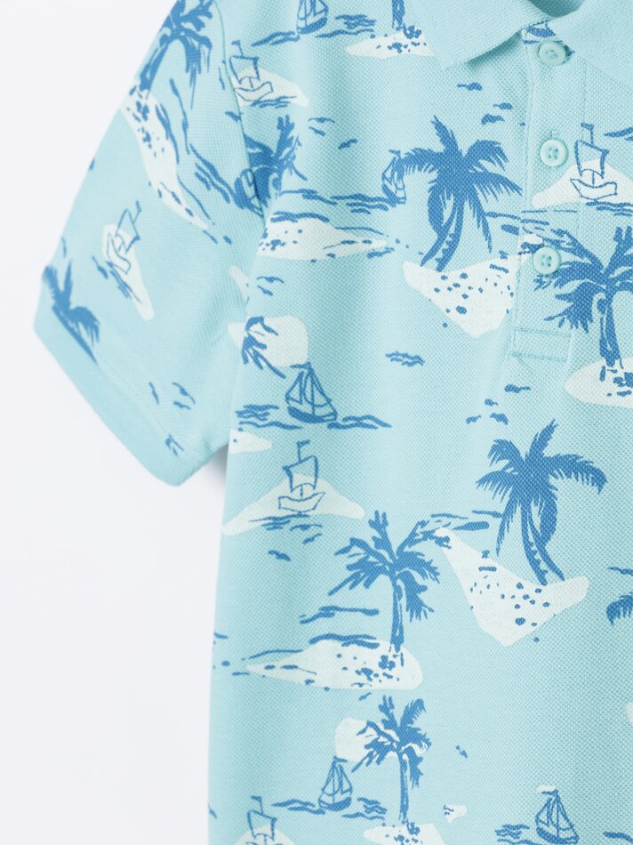 Camisa polo estampada - Turquesa