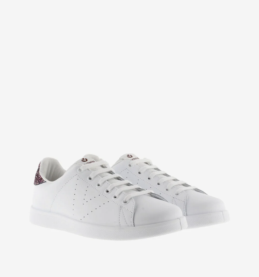 TENIS CUIR & GLITTER Baskets blanches en cuir MALVA