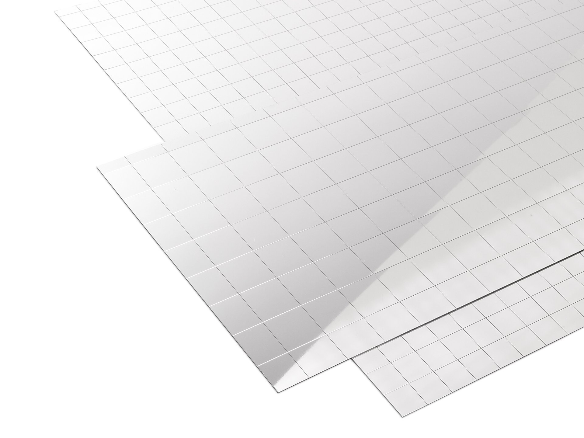 Polystyrol Spiegel selbstklebend, Quadrate 20 mm