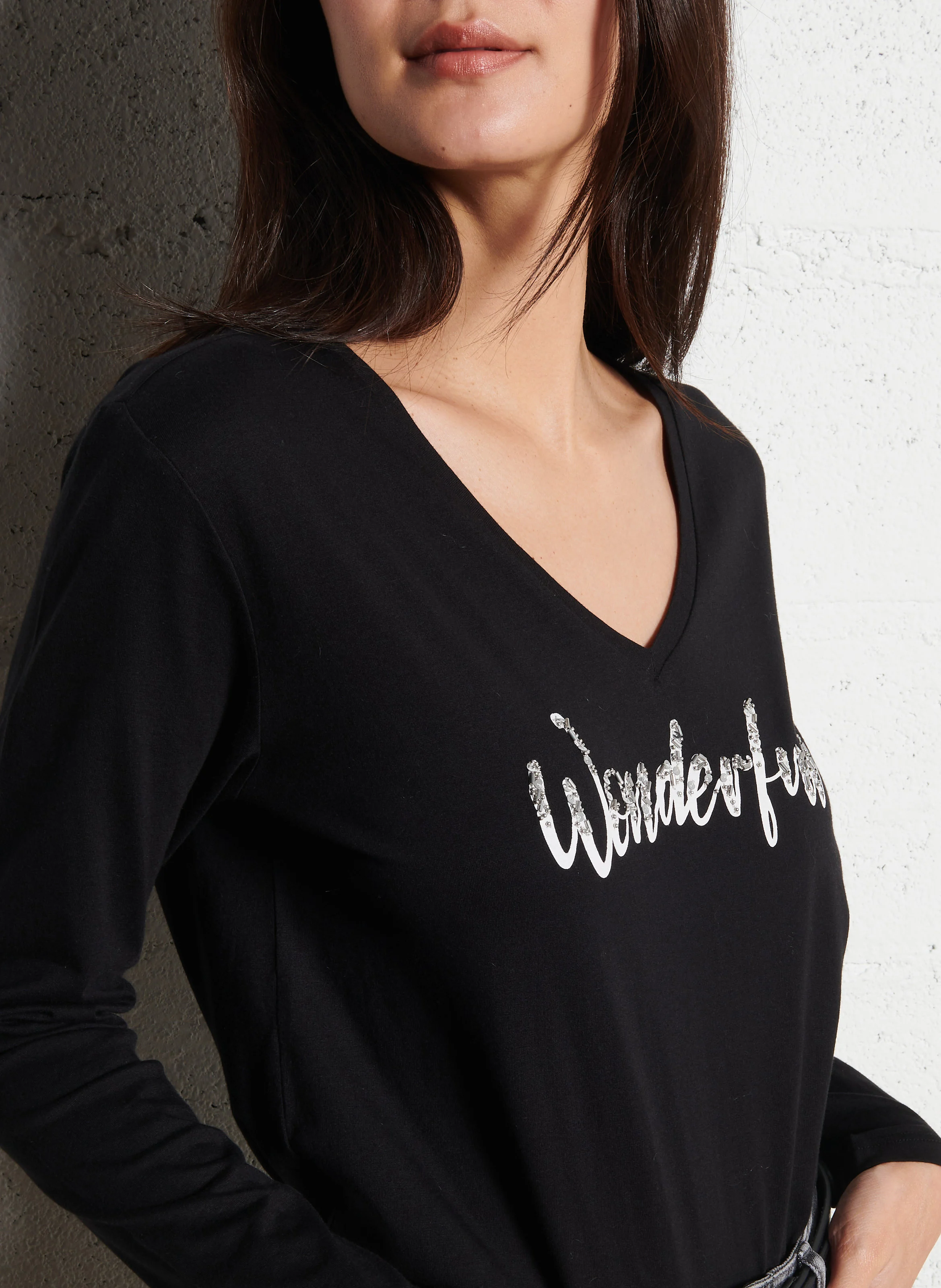 Tee-shirt col V| Noir