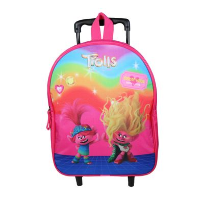 Sac maternelle à roulettes Les Trolls - 1 compartiment - rose - Bagtrotter