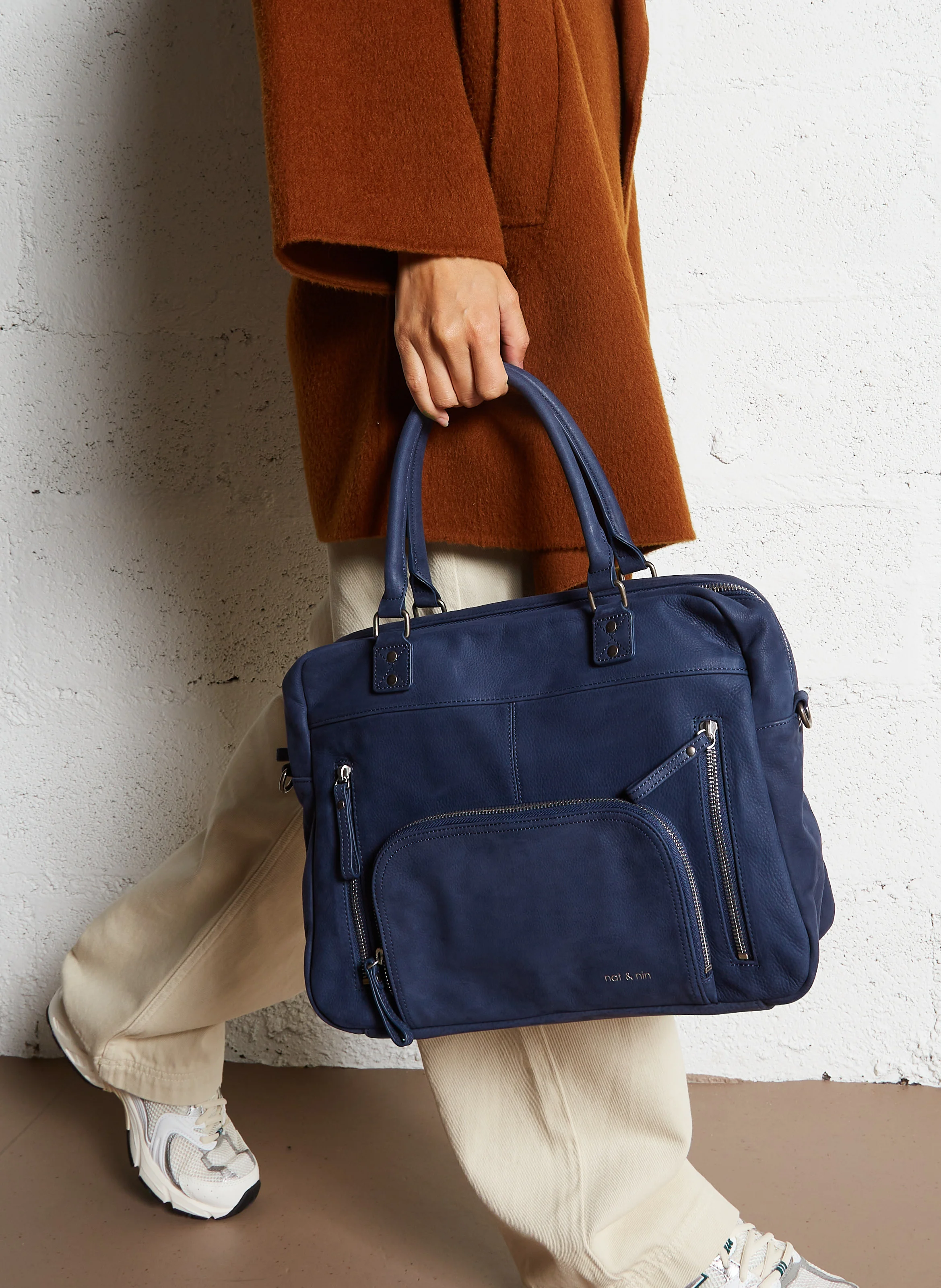 MACY - Cabas multipoches en cuir | Bleu