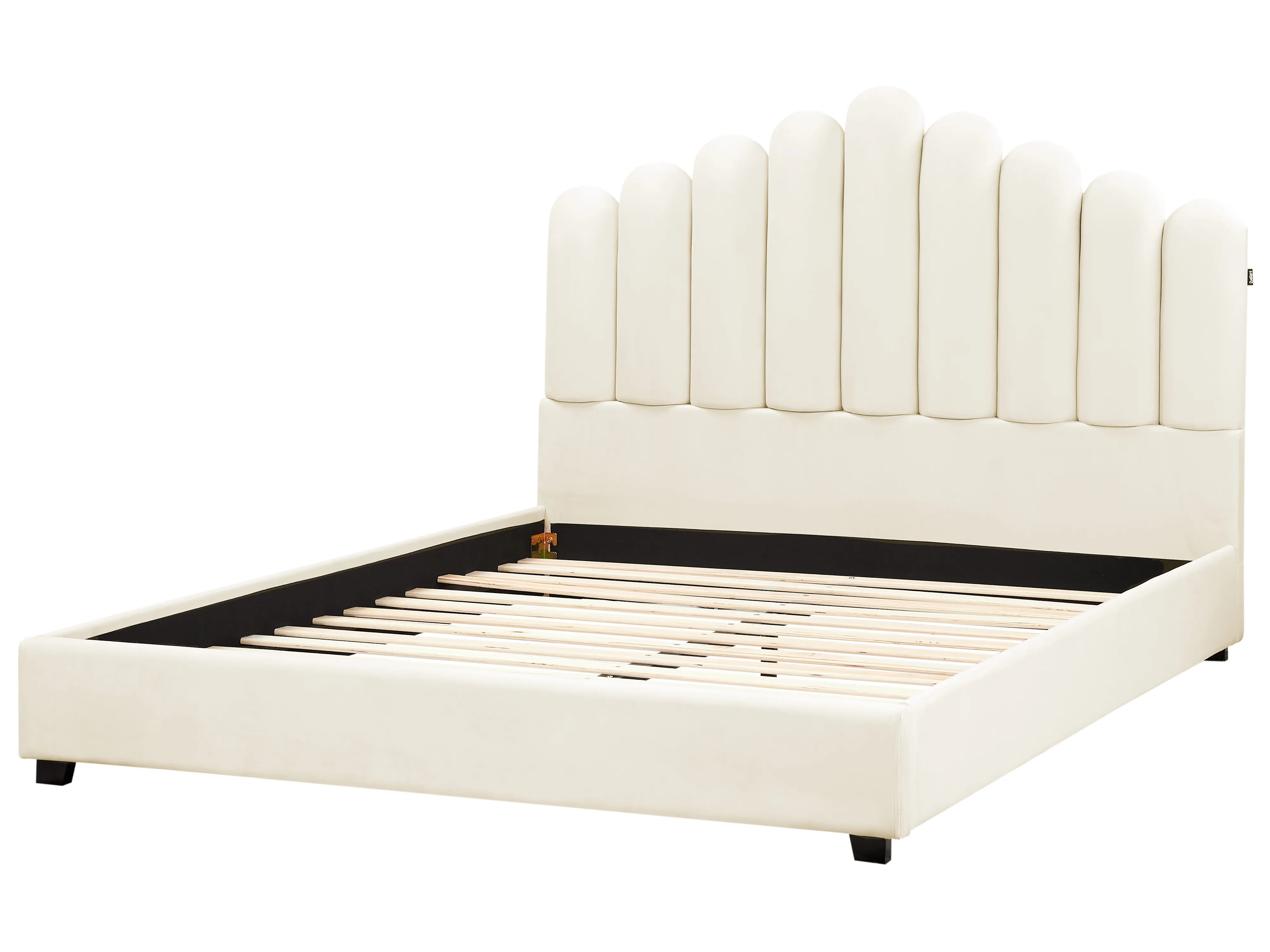 Bed Fluweel VINCENNES 160 x 200 cm Gebroken wit