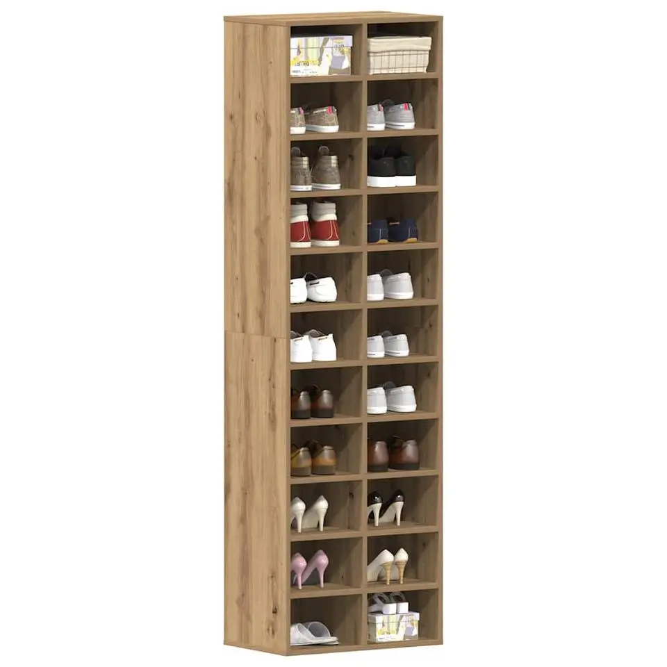vidaXL - Schoenenkast - Artisan eiken - Bewerkt hout - 22 paar - 54x34x183 cm
