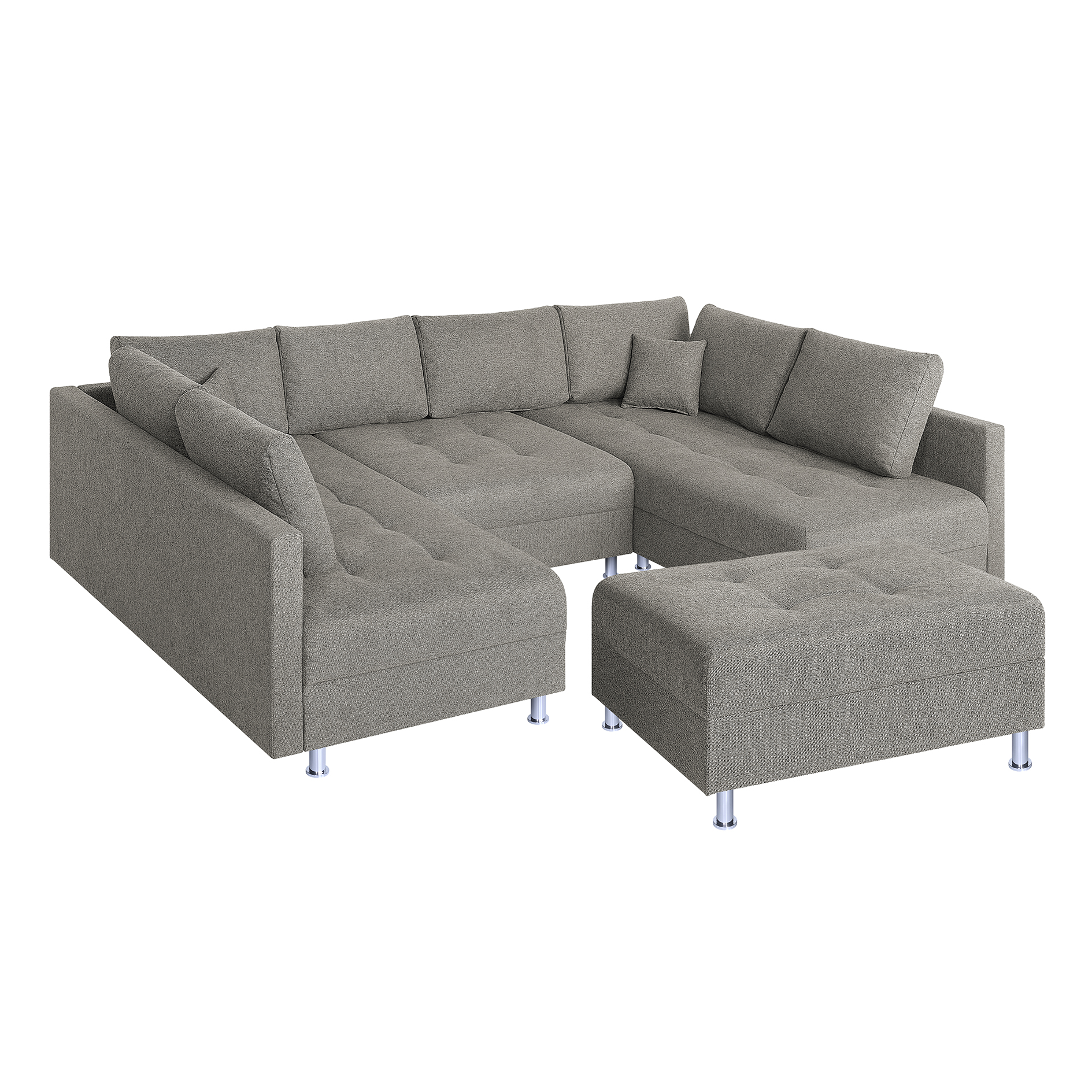 Wohnlandschaft - taupe - Strukturgewebe - Federkern