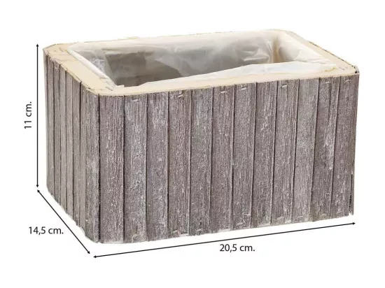 Panier rectangulaire en bois gris 20.5x14.5x11h