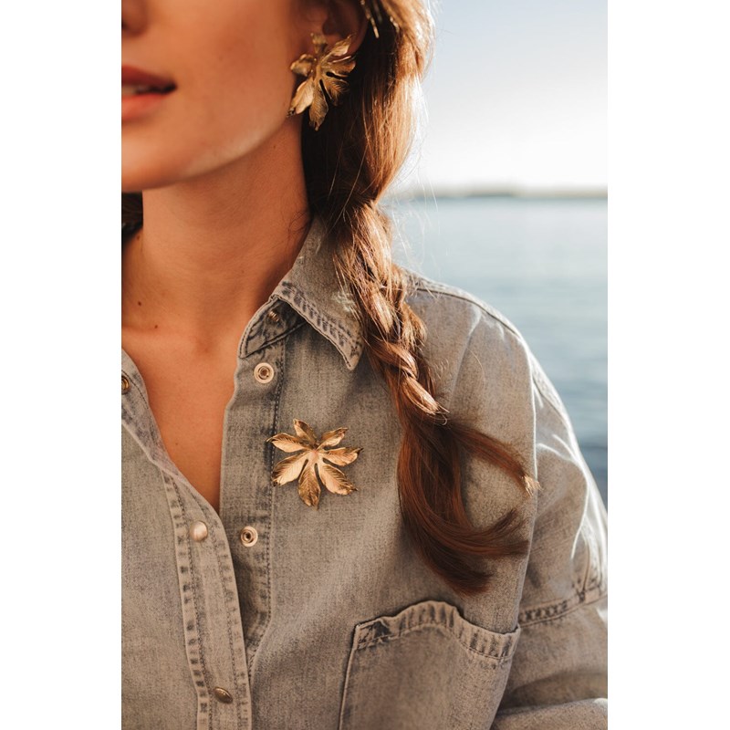 broche fleur plaqué argent - CHLORIS