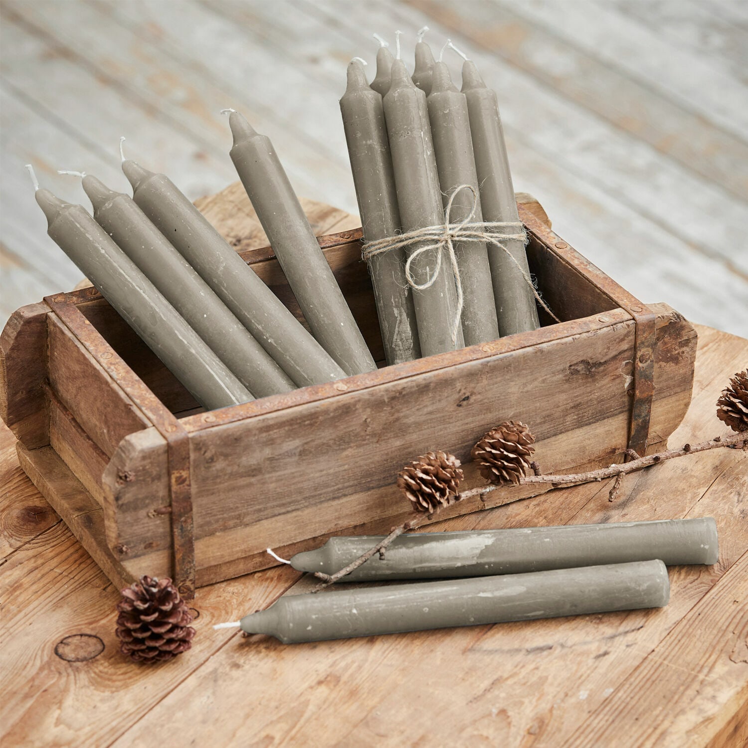 Kerze 12er Set Bauceau taupe