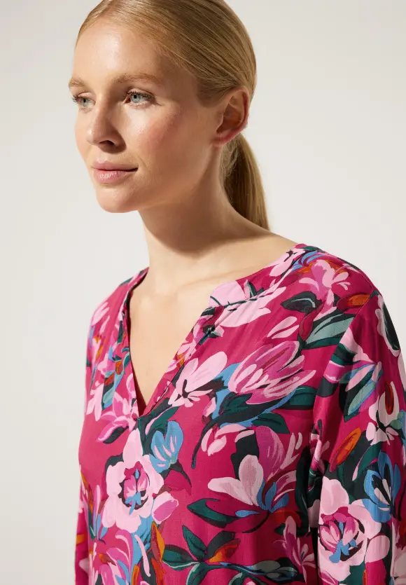 Volantkleid mit Print - berry rose