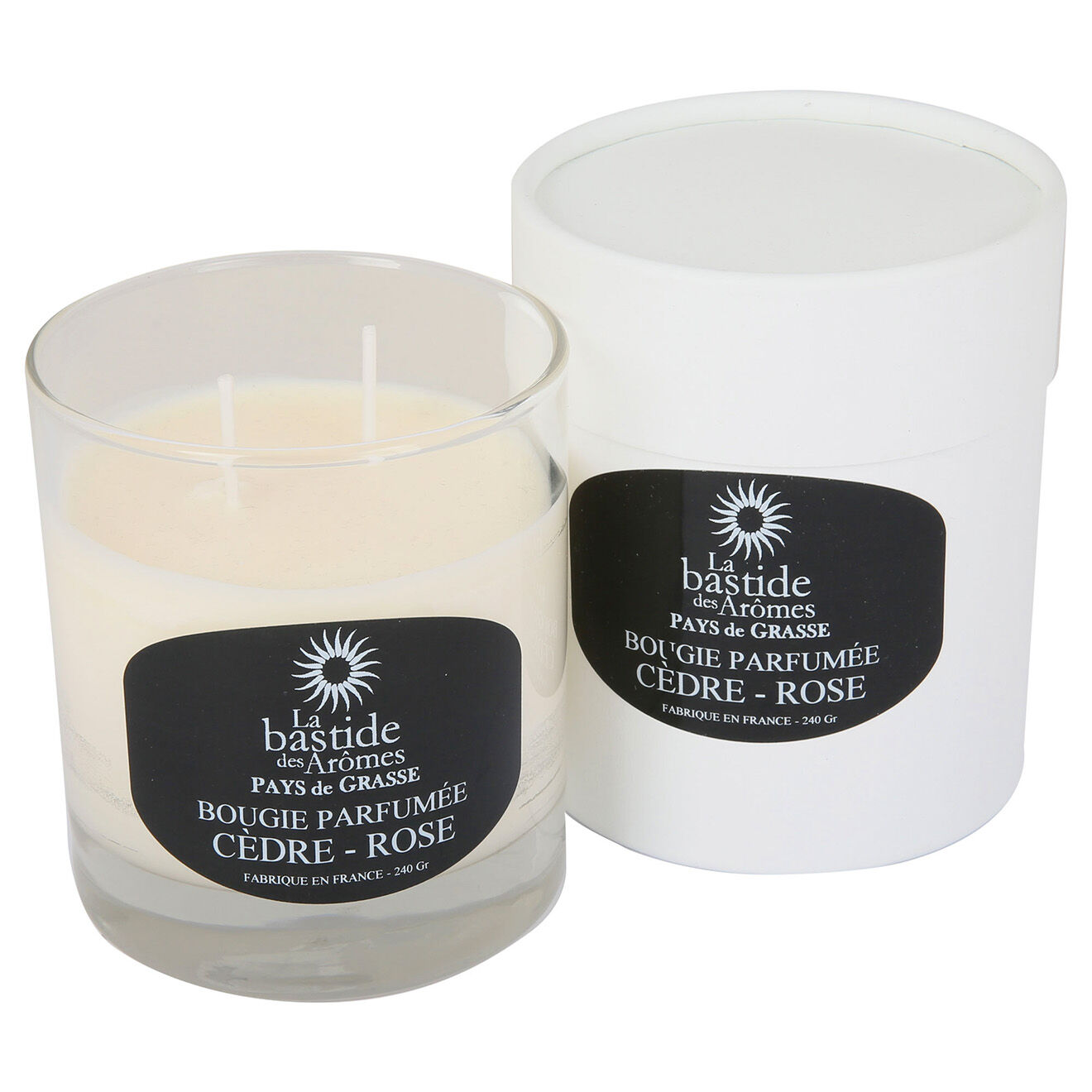 La Bastide des Arômes Bougie Parfumée Cèdre Rose - 2 mèches 60 h