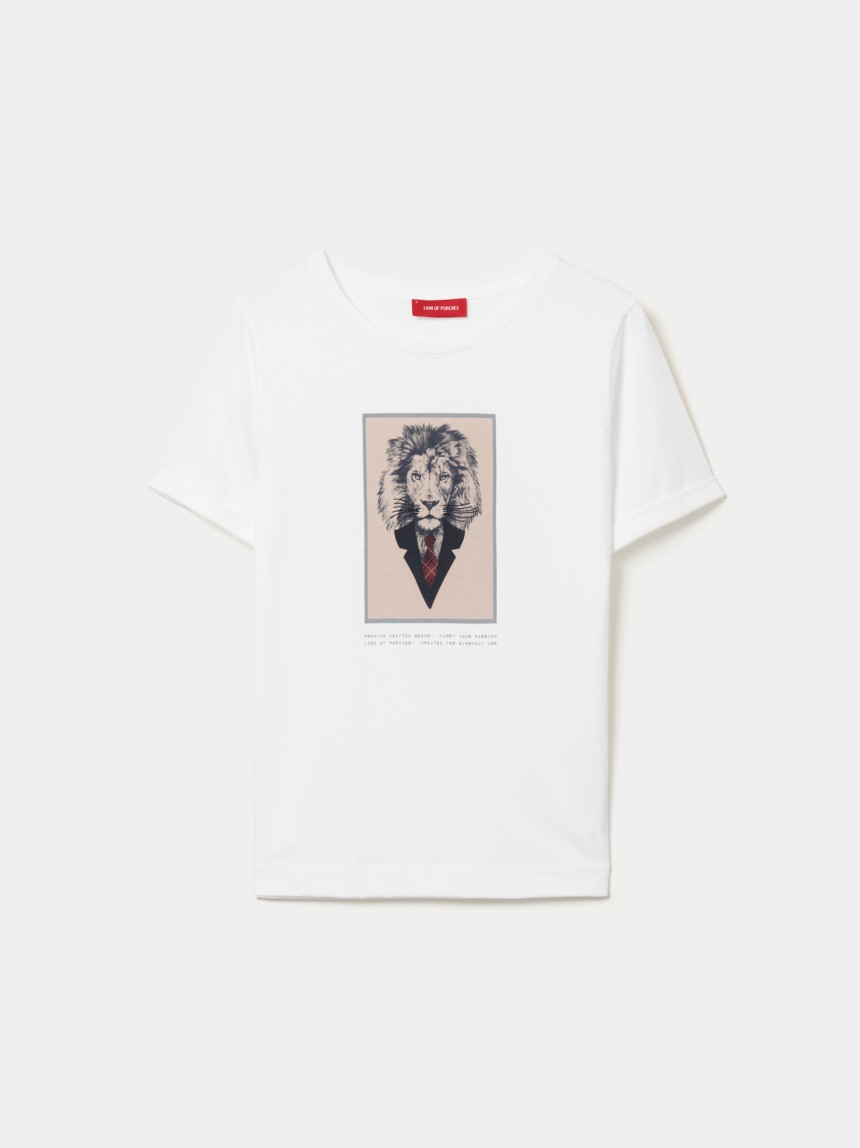 T-shirt com estampado leão