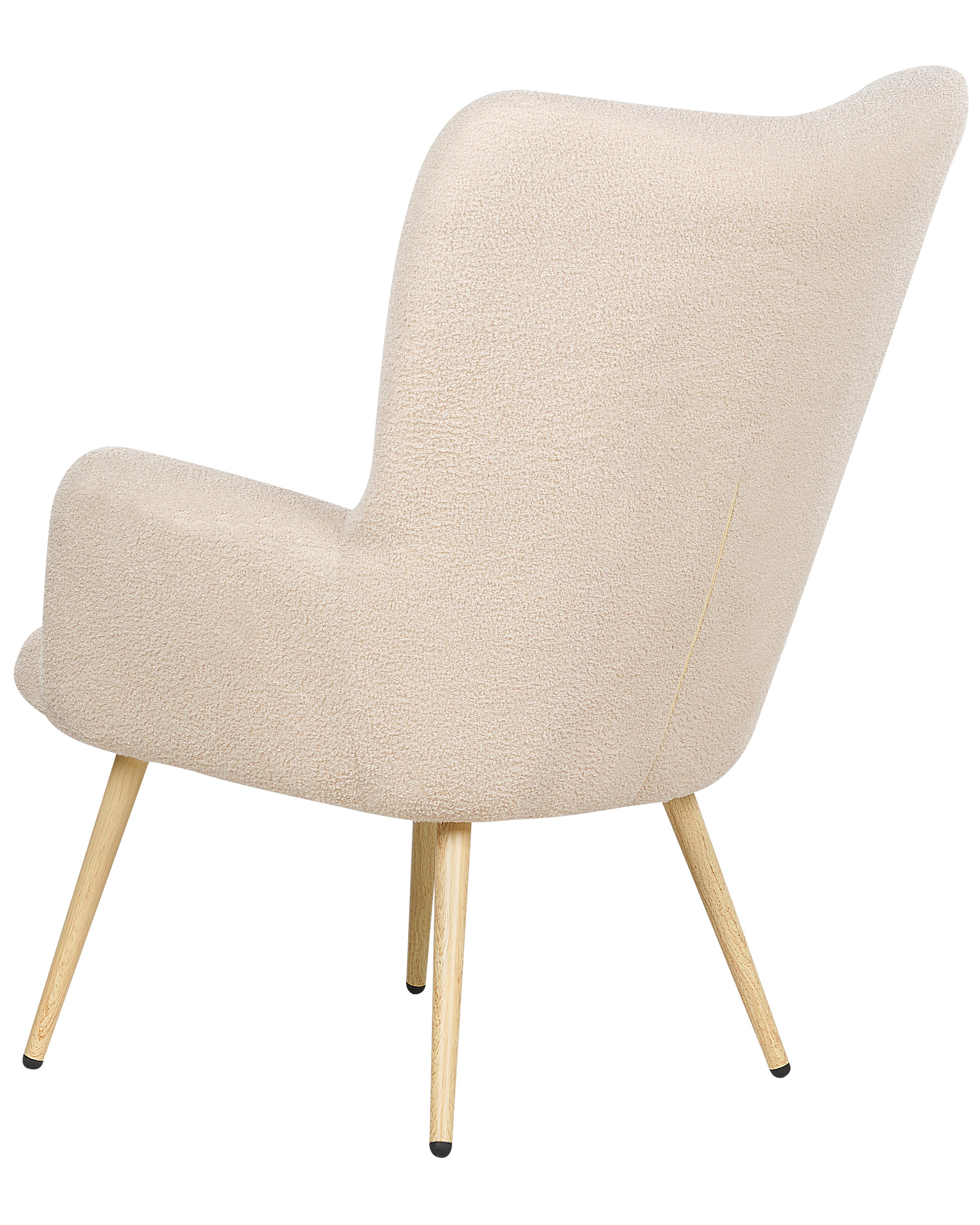 Oorfauteuil VEJLE met voetenbank Bouclé Beige