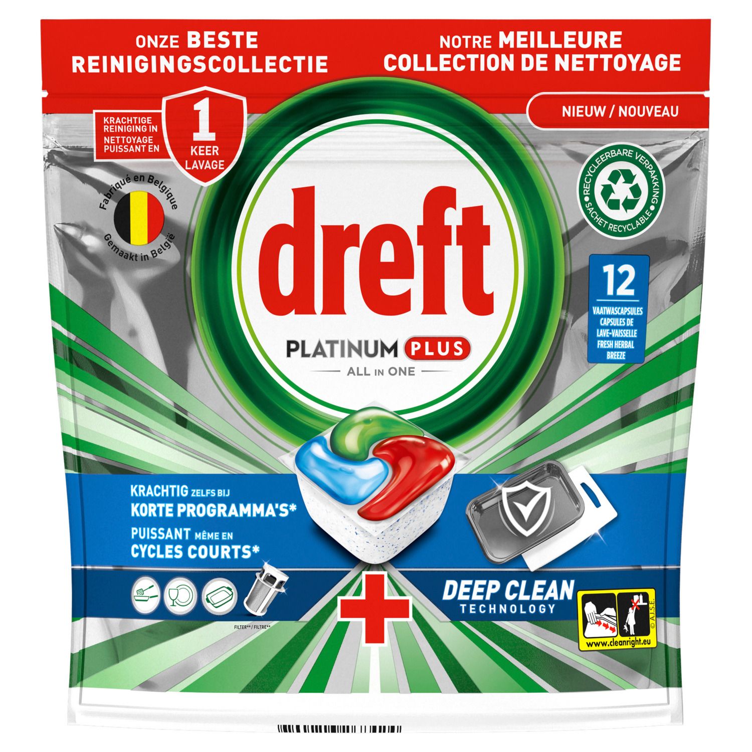 Dreft Platinum Plus Vaatwastabletten Deep Clean (22 tabletten)