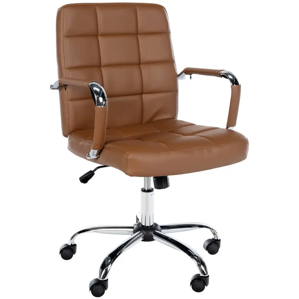 CLP Bureaustoel Ashland chroom Frame - Kunstleer - licht bruin