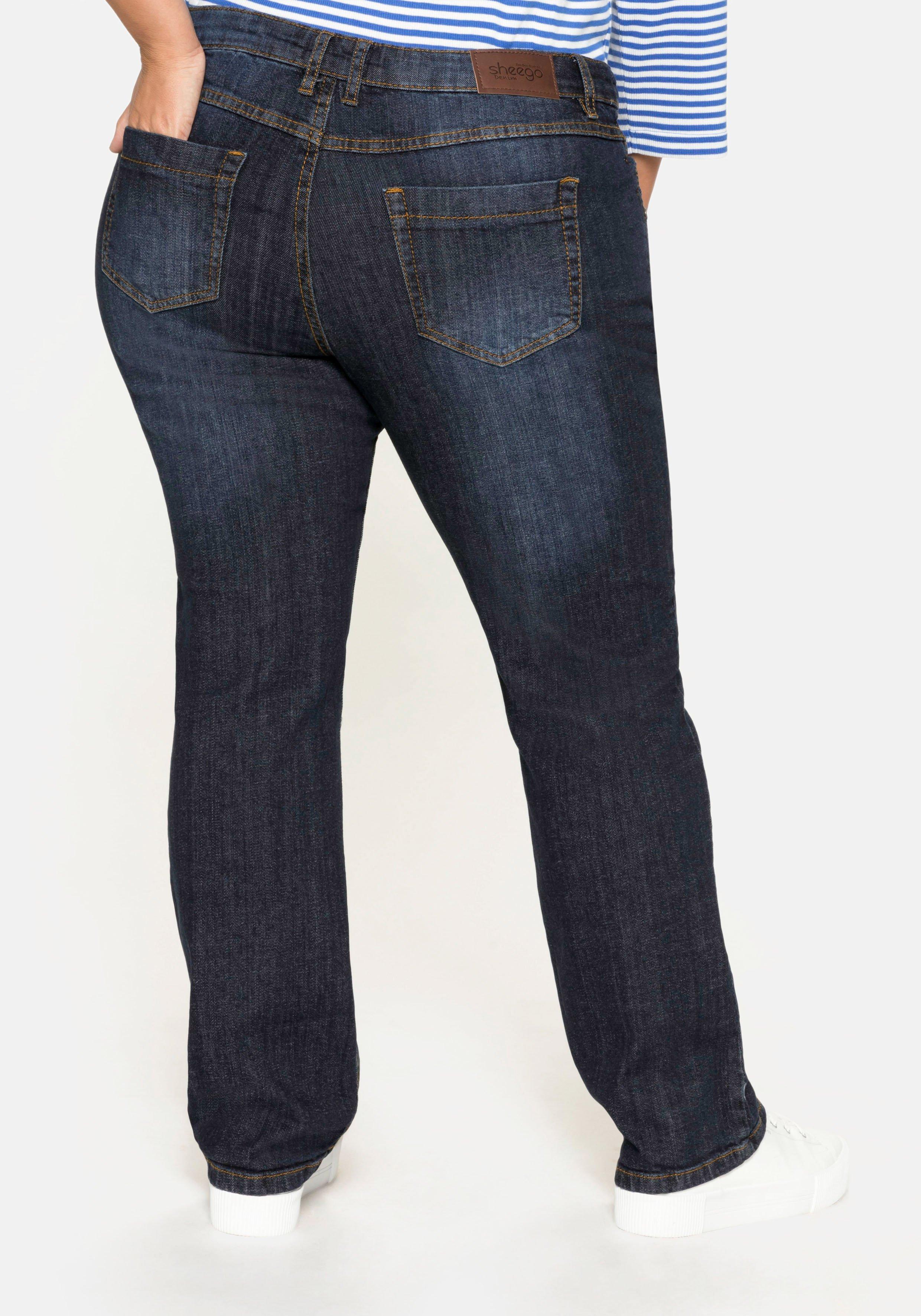 Gerade Jeans mit Used-Effekten